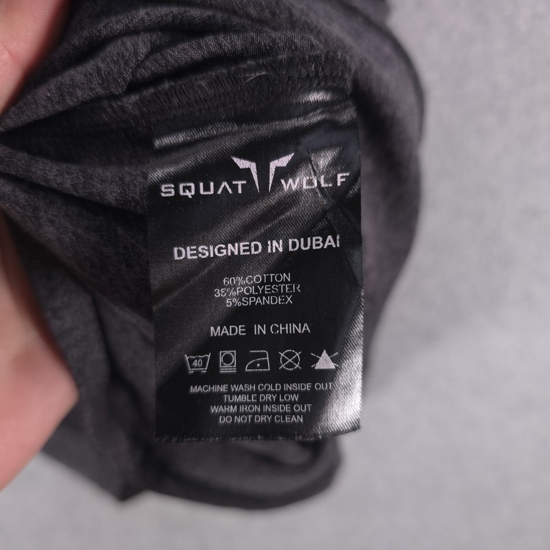 Squat Wolf Performance Gym Athletic Wear Gray Curved Hem Shirt Mens Medium gallery