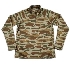 Patagonia Base Layer Pullover Mens LG Camo Capilene Midweight 1/4 Zip Outdoor