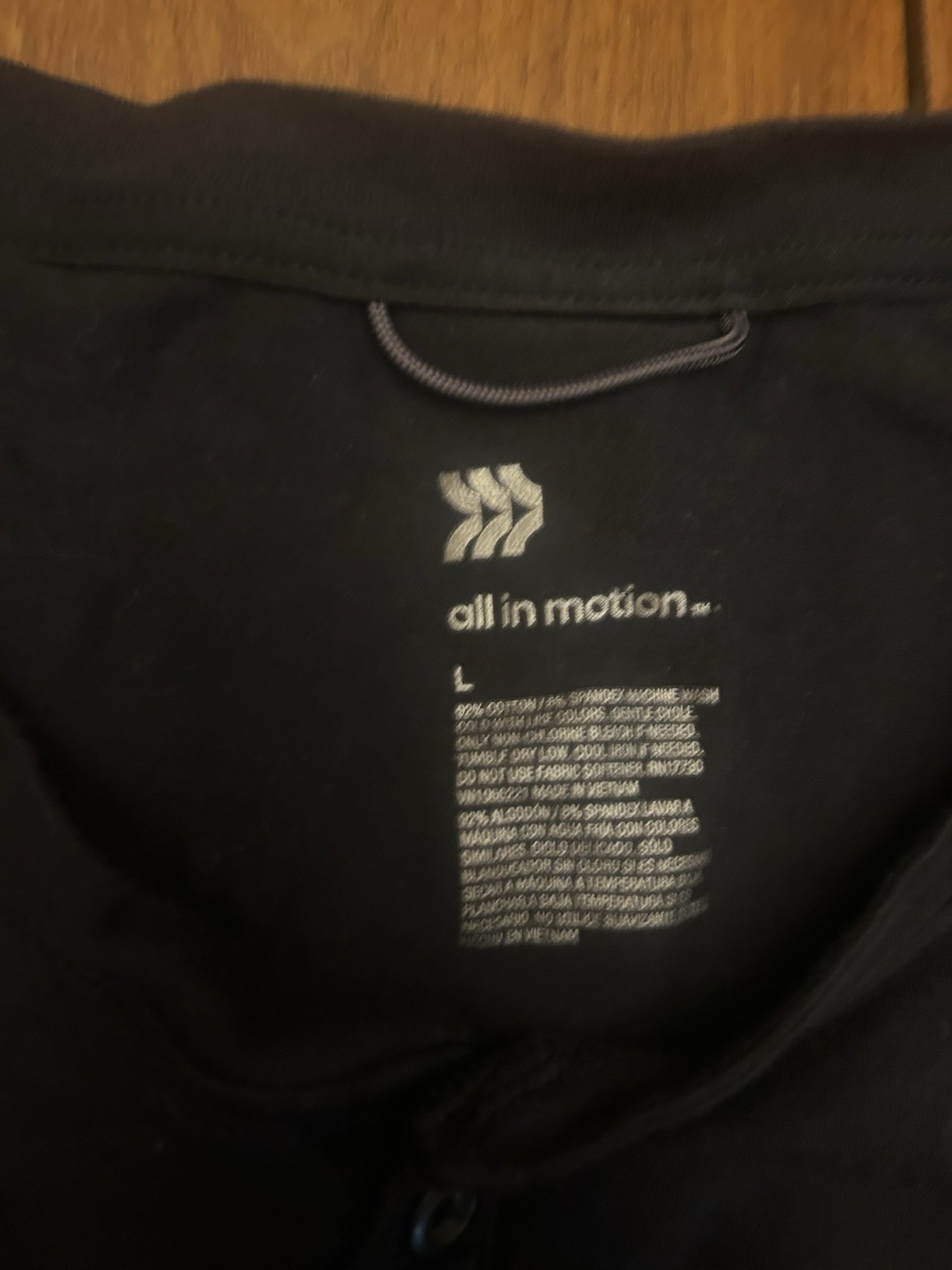 all in motion Men's Henley Short Sleeve T-Shirt Black Button Front Size L gallery