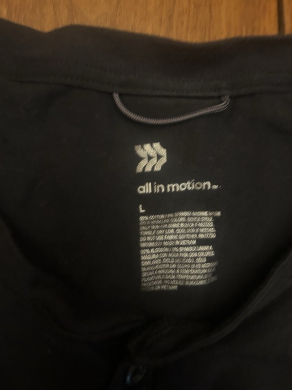all in motion Men's Henley Short Sleeve T-Shirt Black Button Front Size L gallery