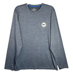 Vineyard Vines Shirt Mens Medium Blue Performance Long Sleeve Whale Graphic Tee