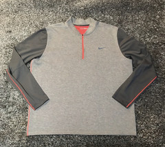 Nike Tiger Woods Collection Pullover Mens 2XL Gray 1/4 Zip Long Sleeve Golf XXL