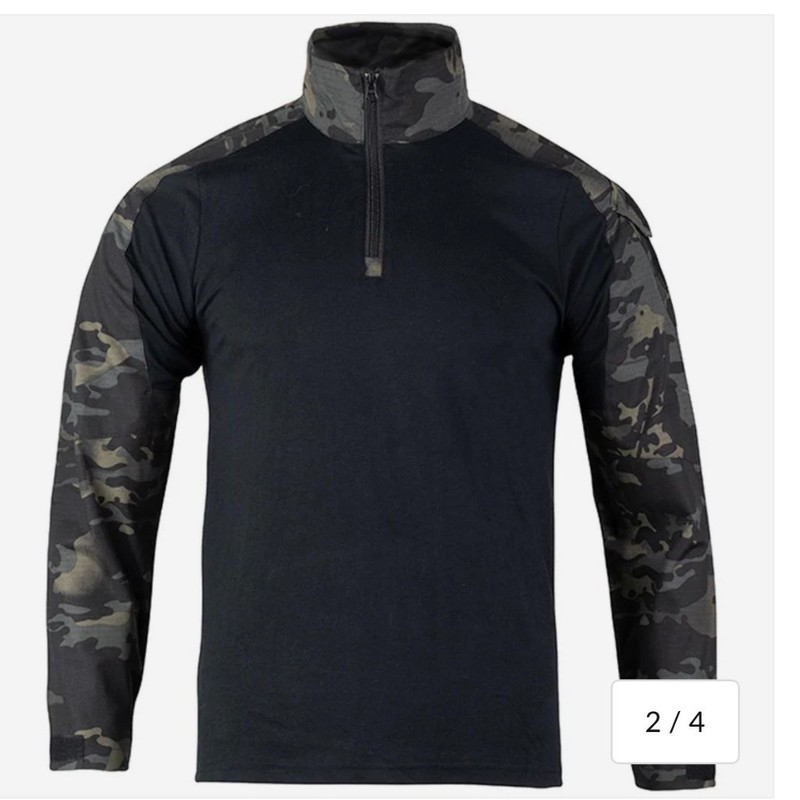 Mens 3XL Tactical Combat Shirt Black Dark Multicam Quarter Zip Ripstop Sleeve gallery