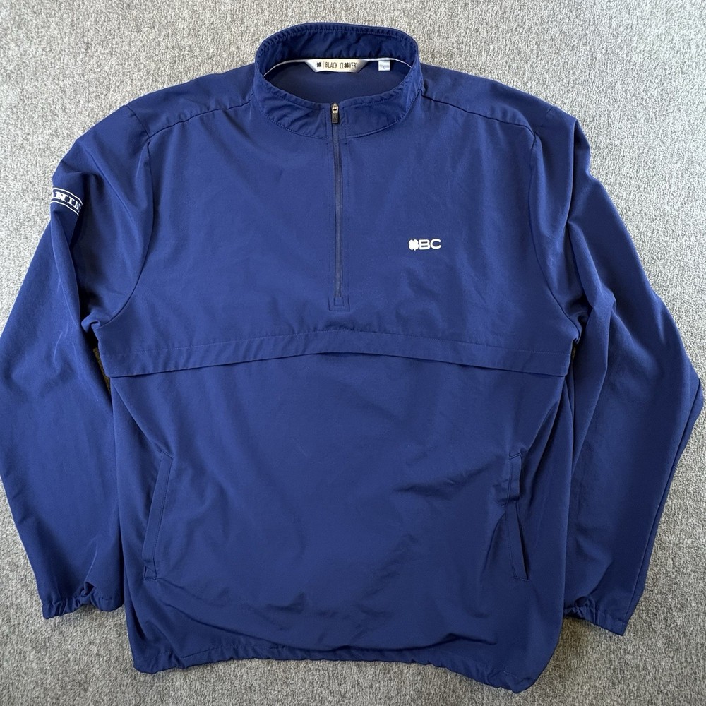 Black Clover Mens Large Golf Pullover Quarter Jack Performance 1/4 Zip L Blue