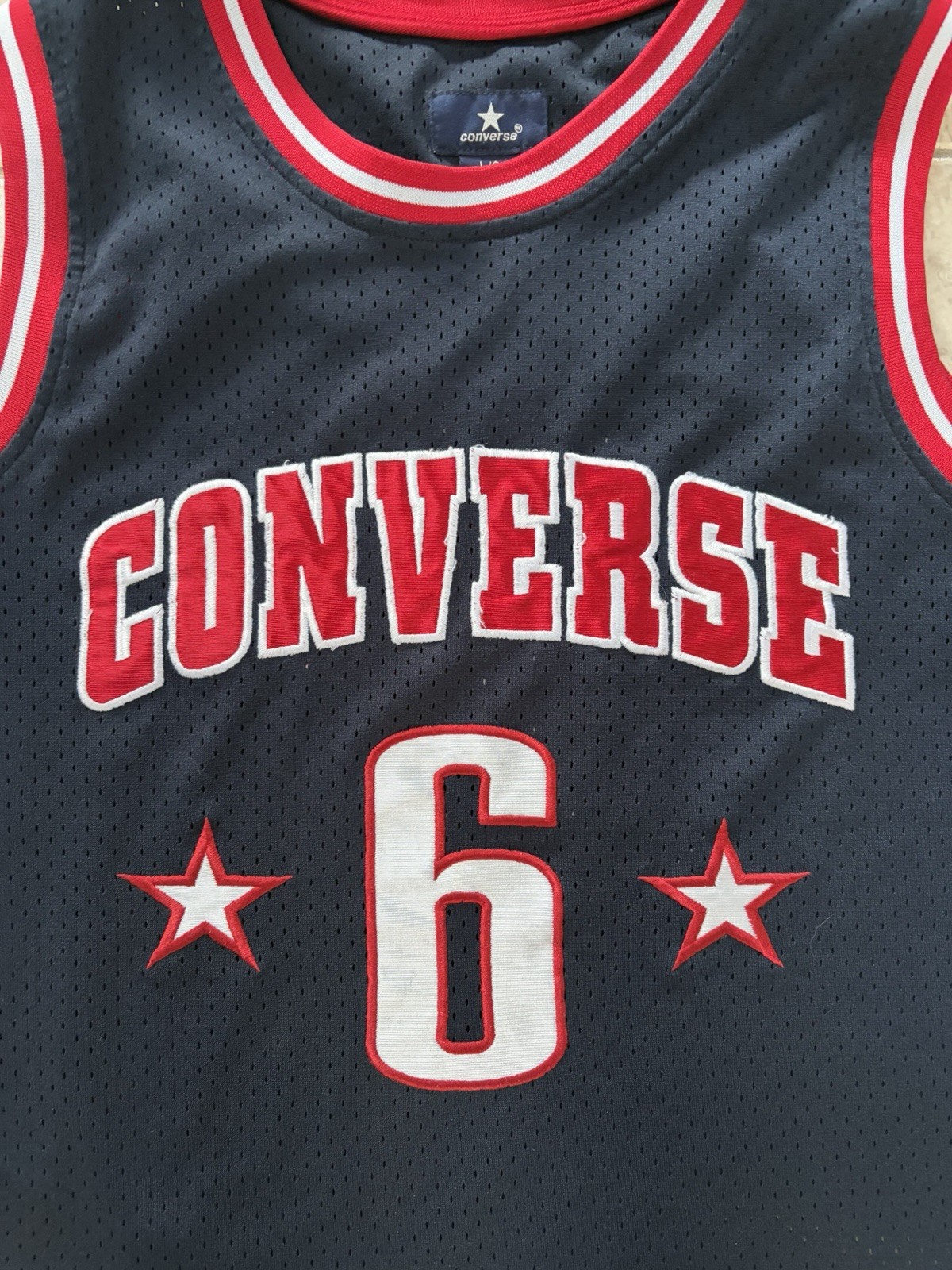 Converse All-Star Basketball Jersey #6 Mens Large Navy/Red/White gallery