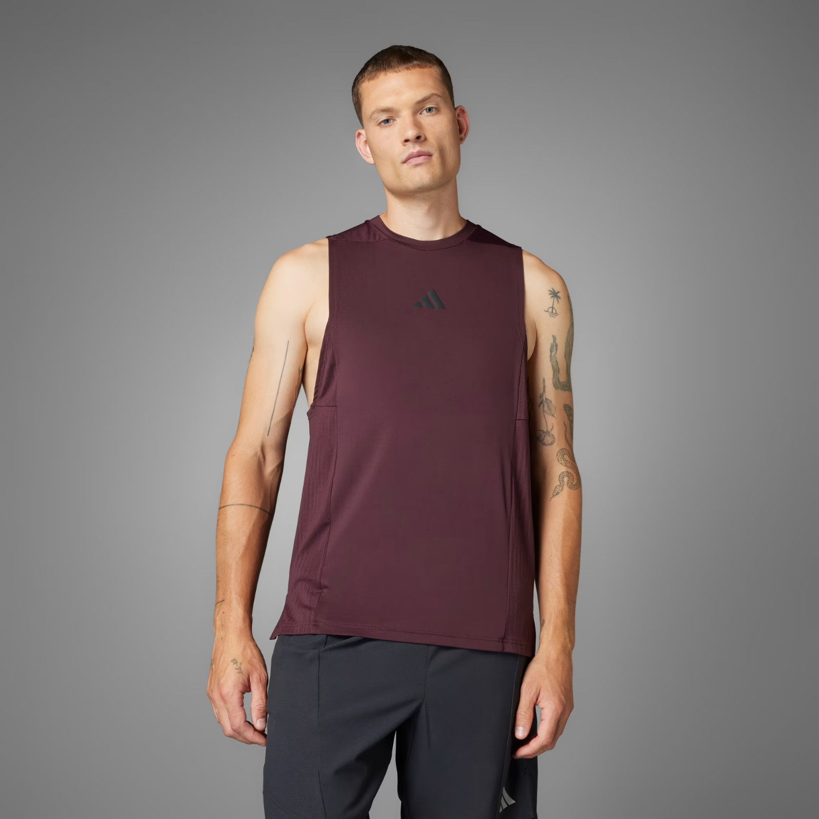 Adidas Men's Large Training Tank Top Slim Fit Workout Gym Active Aurora Ruby NWT gallery
