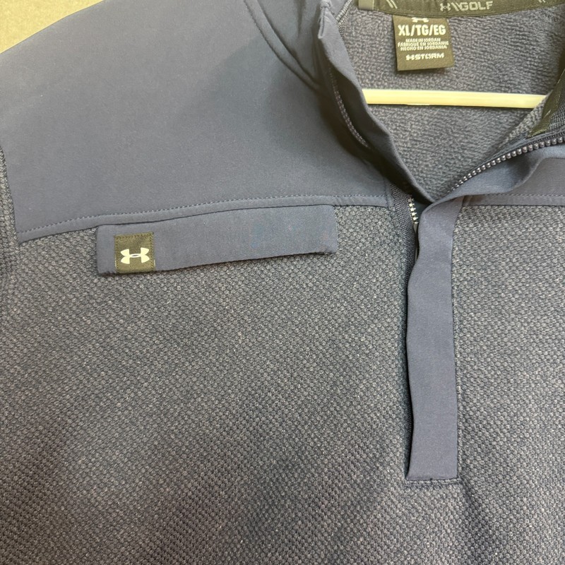 Under Armour Golf 1/4 Zip Mens XL Blue Long Sleeve Pullover Loose UA Storm #1285 gallery