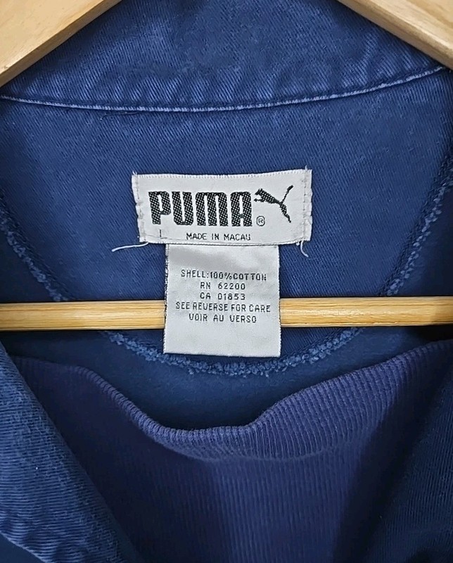 Vintage 90s Puma Blue Half Zip Pullover Jacket Big Logo Anorak Read Desc gallery