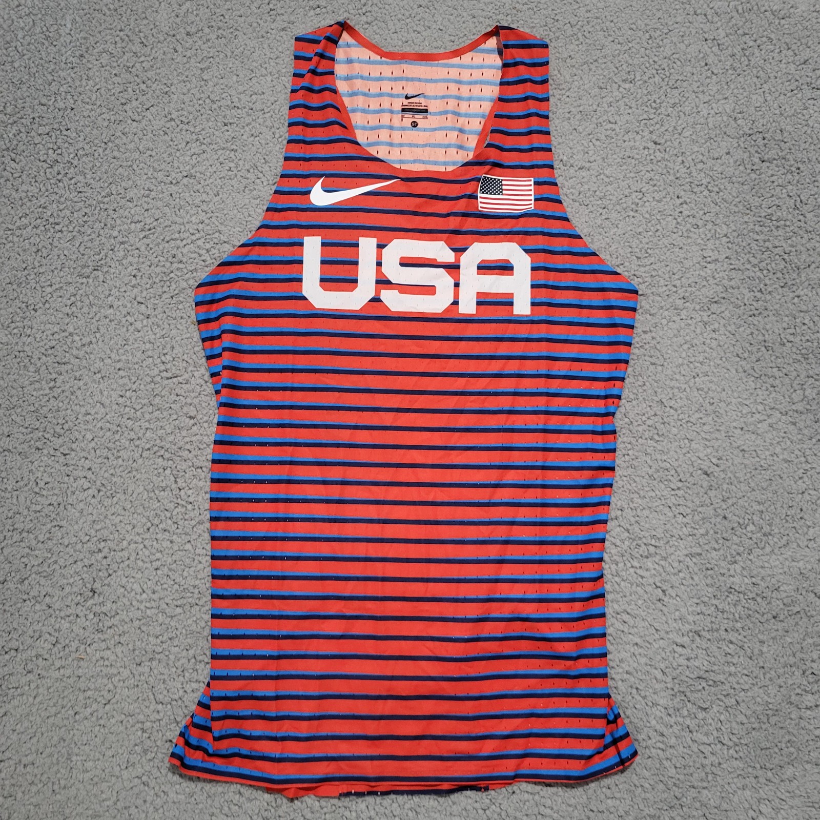 Nike Pro Elite Team USA Track Singlet Size Small TALL Men Red Blue AO8502-XXX gallery