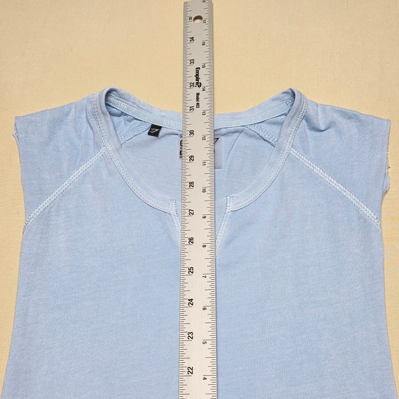Gymshark Men's Light Blue Sleeveless Athletic Training Long-Tank Size Medium gallery
