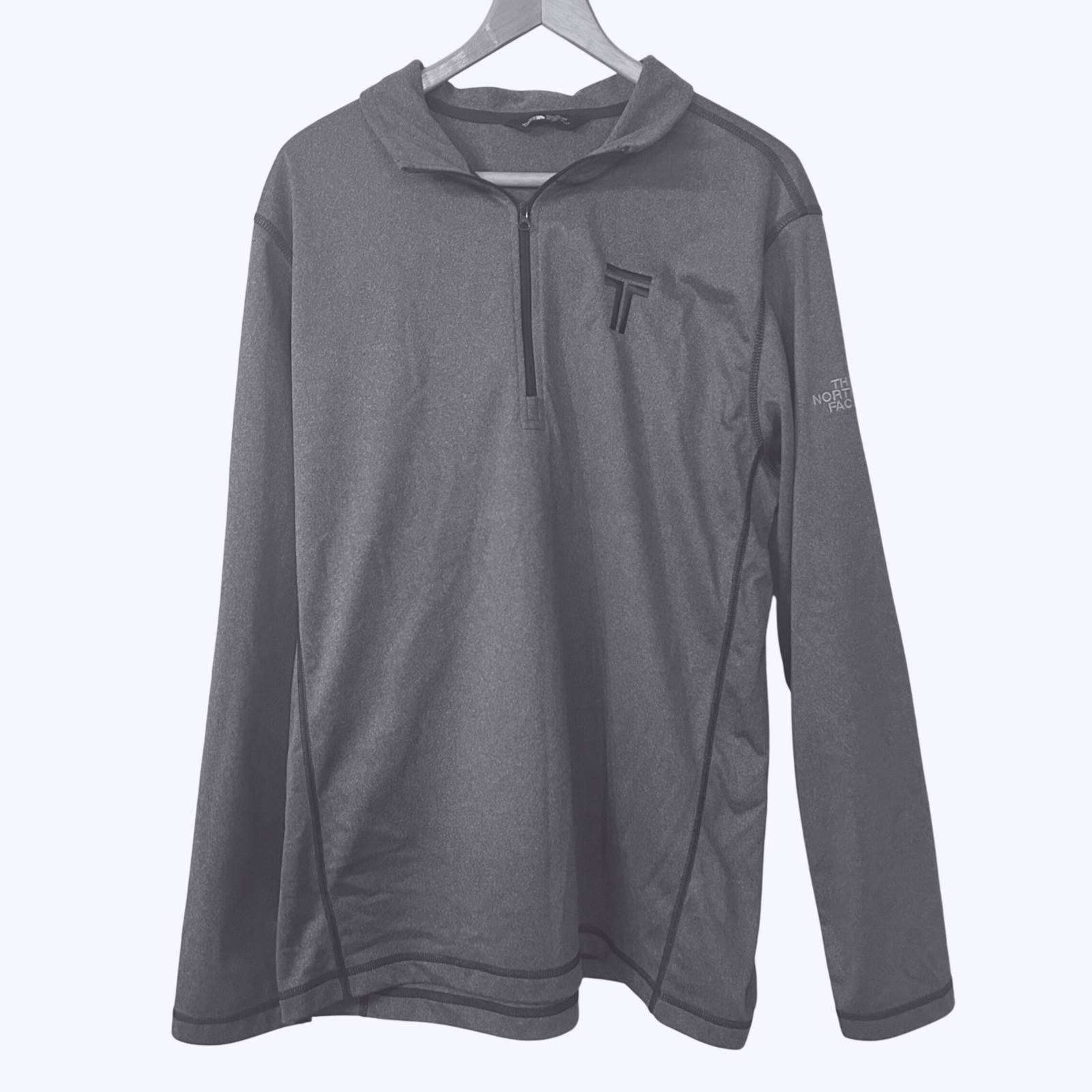 The North Face Mens Pullover XL TG Gray Quarter Zip Long Sleeve Shirt "T" Logo gallery