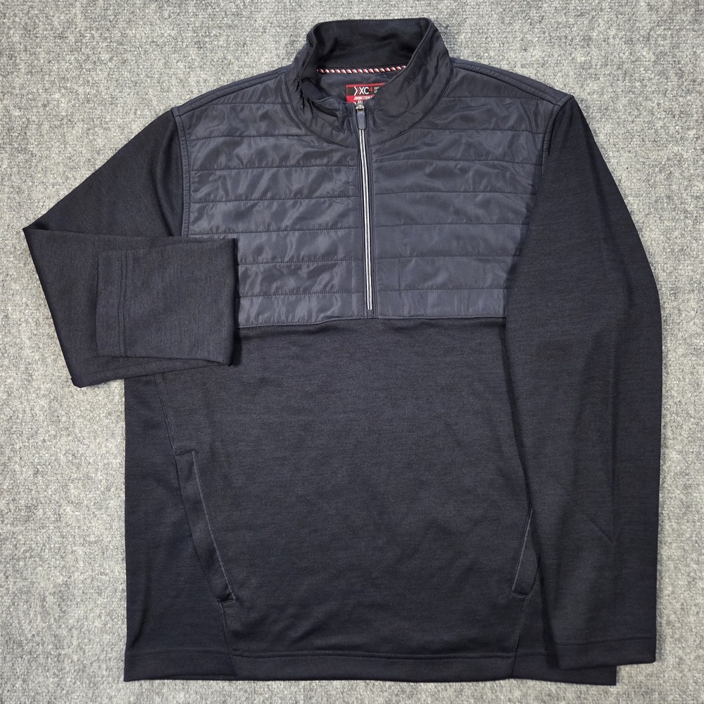 Johnston & Murphy XC4 Pullover Mens Large Blue Quilted Quarter Zip Golf Sweater