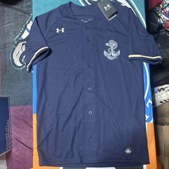 NWT Men’s Small United States Navy Under Armor Baseball Jersey Full Button