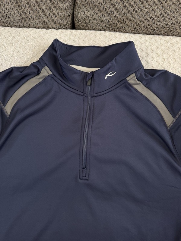 KJUS Diamond Fleece Half Zip Midlayer Pullover Navy Grey Size 56 2XL MG25-D01 gallery