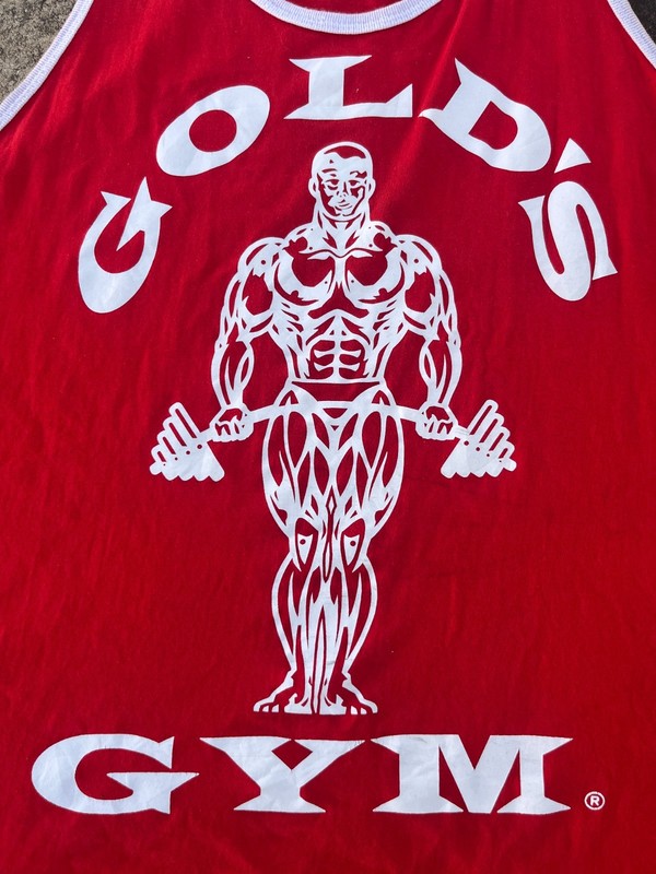 Golds Gym Muscle Shirt Tank Top Size LX Red Logo Made UnisexGym Top gallery
