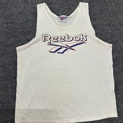 Reebok Tank Top Mens Size XL White Vintage Graphic Logo Made in USA Cotton Sport