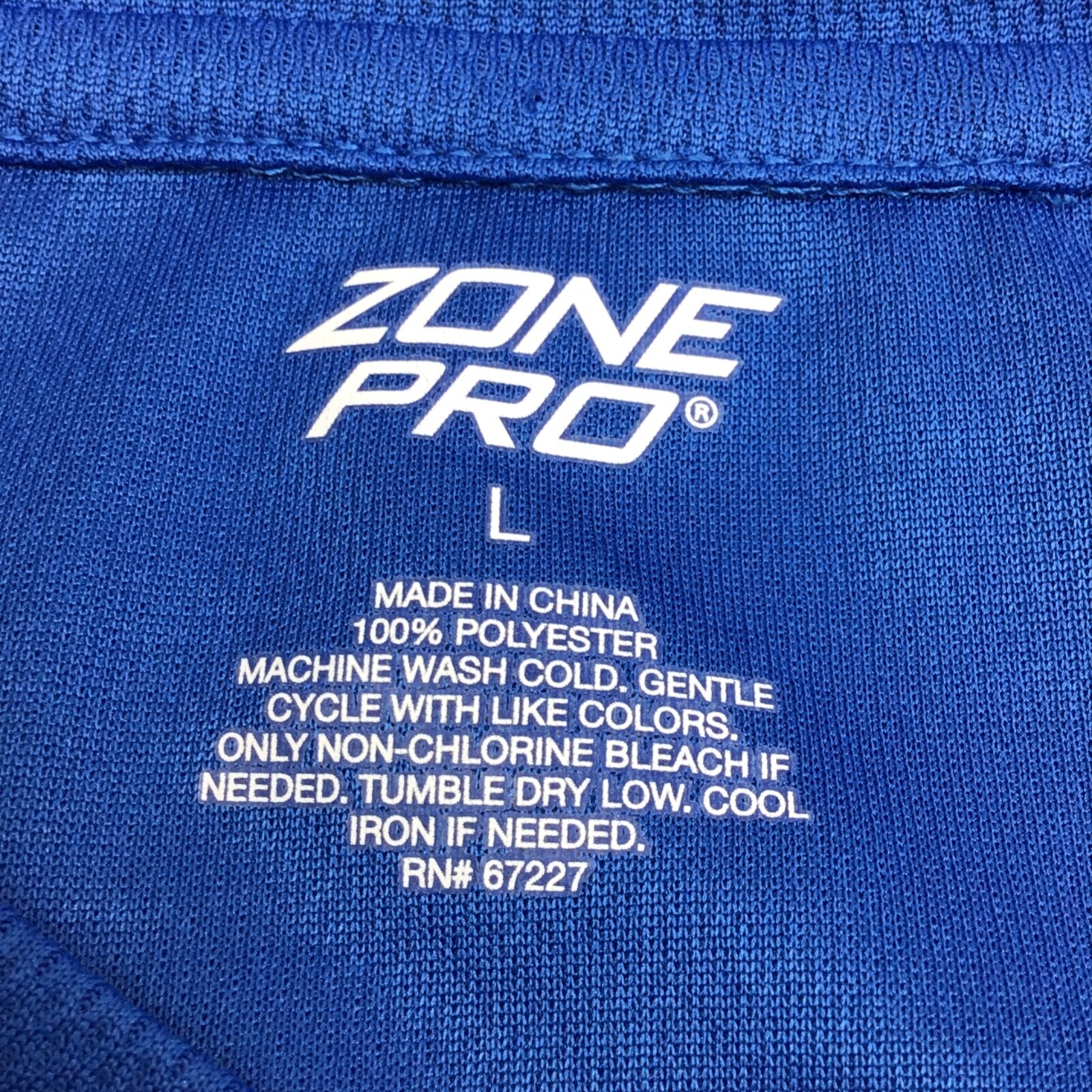 Zone Pro / Blue Crew Neck Short Sleeve Lightweight Athletic T-Shirt / Size L gallery