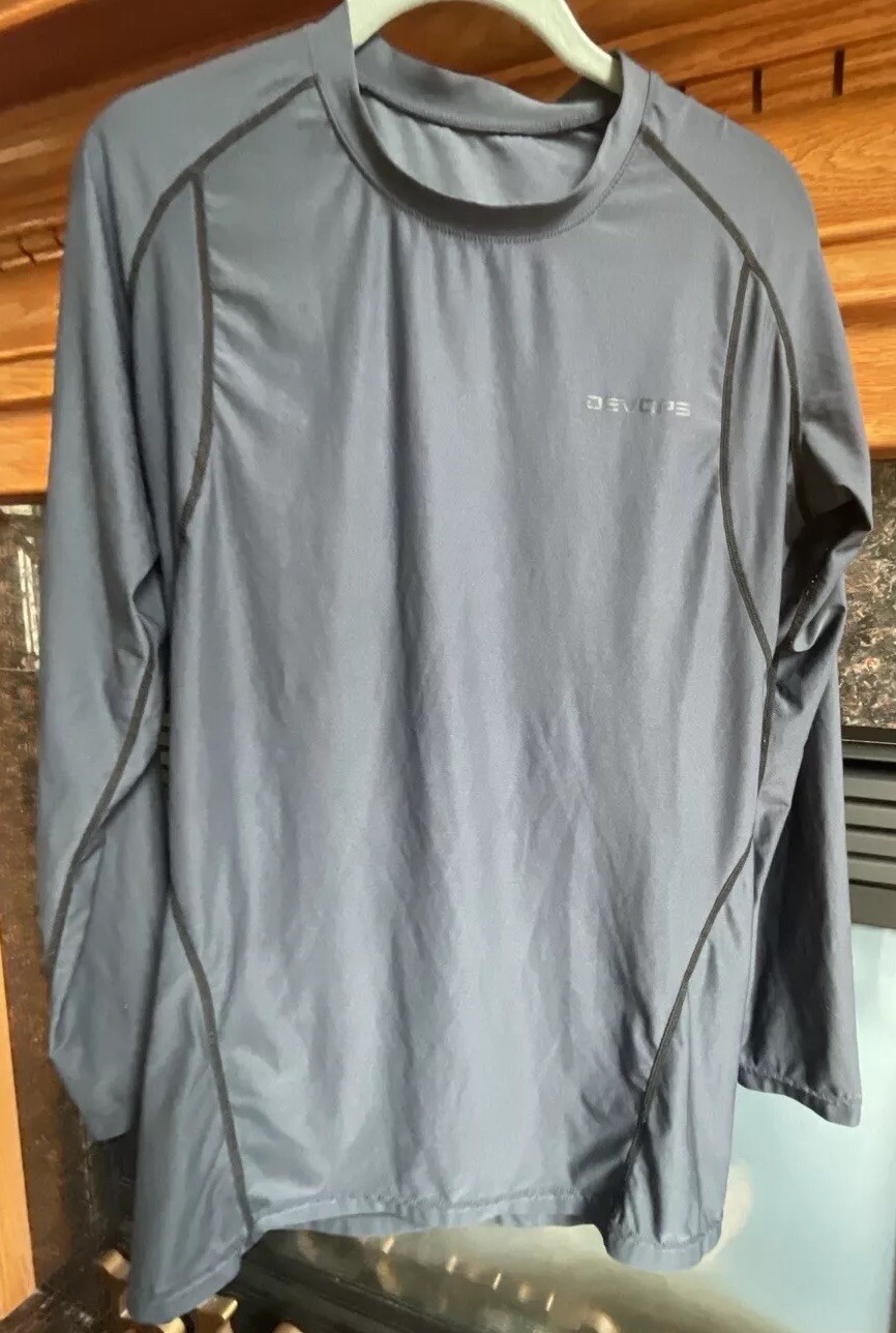 Devops Mens Navy Blue Long Sleeve Compression Shirt Size Large Workout Gear gallery