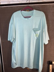 Mens Teal Aqua XL Southern Marsh Fishing Shirt Performance Polyester Stains Back