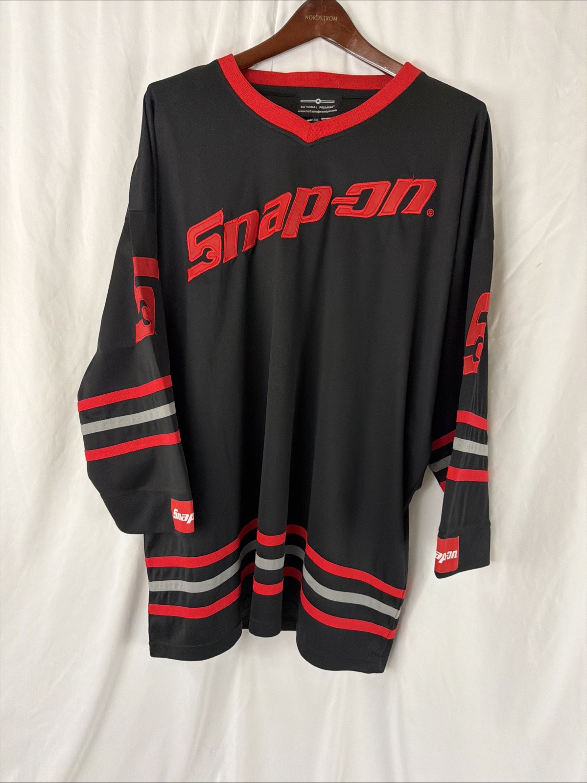 Snap-On Tools Hockey Jersey V-Neck Promotional Black Red Embroidered Men's 2XL gallery