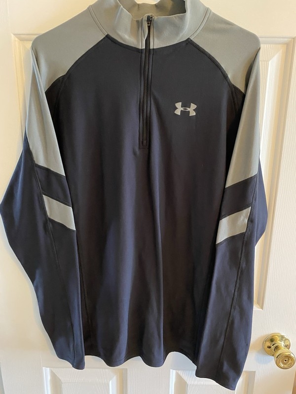 Under Armour Men's 2XL Blue 1/4 Zip Mock Neck Loose Polyester Logo Pullover gallery