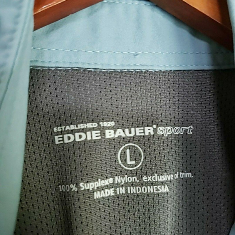 Eddie Bauer Sport Shirt Mens Large Blue Long Sleeve Vented Fishing Nylon Hiking gallery