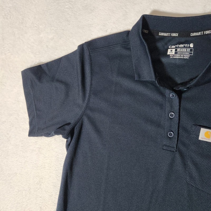 Carhart Force Women’s Navy Relaxed Fit Pocket Polo T-Shirt Blue Medium 8-10 gallery