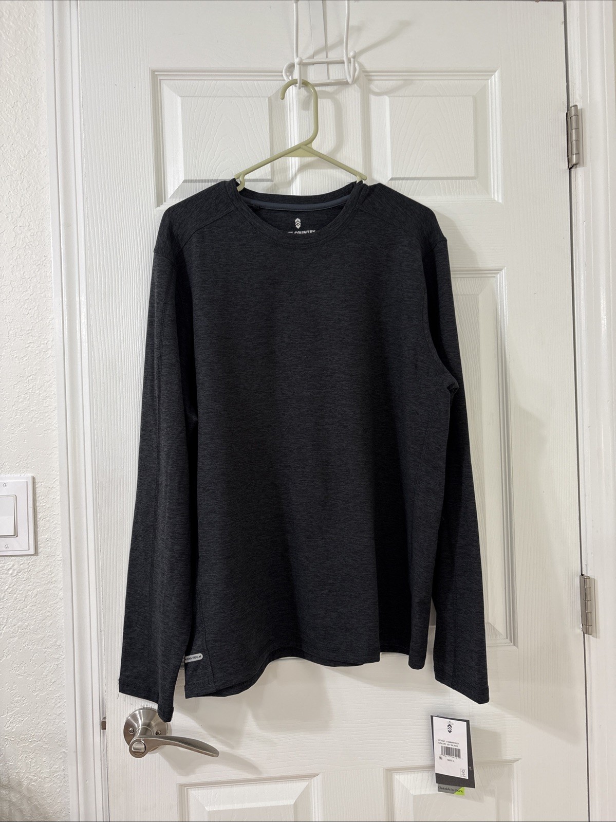 NWT Men’s Free Country Sueded micro-tech Charcoal Black Long Sleeve Tee Large gallery