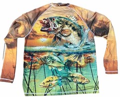 Uzzi Hawaiian Medium M Shirt Largemouth Bass Fishing Stretch Long Sleeve