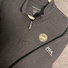 Mizzen Main Pro Flex 1/4 Zip Pullover Men Sz L Gray Performance Stretch PGA Logo