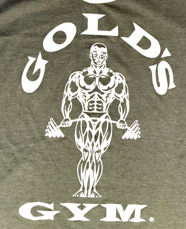 Gold’s Gym EXTRA LARGE OLIVE GREEN & WHITE Racerback Tank Top *SMALL BACK STAINS gallery