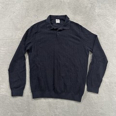 Zara 1/4 Button Sweater Pullover Men XL Navy Blue Knit Preppy Quiet Luxur Formal