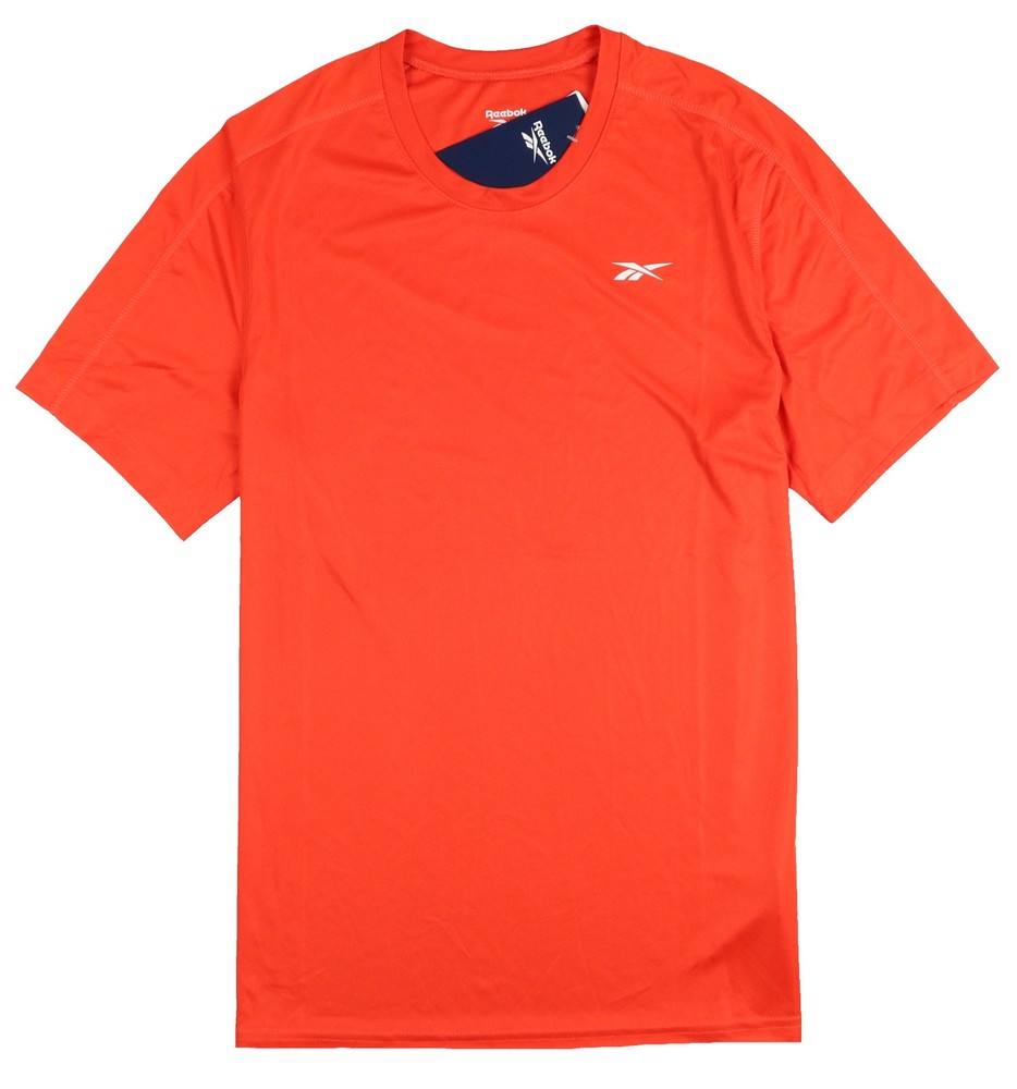 REEBOK Short Sleeve Crewneck Training Tech T-Shirt sz S Small Dynamic Red Orange