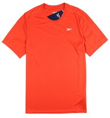 REEBOK Short Sleeve Crewneck Training Tech T-Shirt sz S Small Dynamic Red Orange