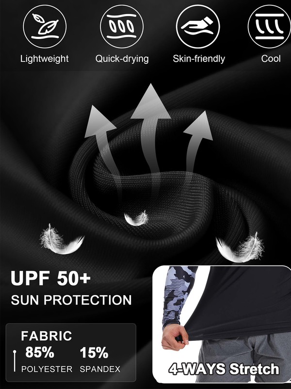 Men's UPF 50+ UV Protection Long Sleeve T-Shirt Sun Block Rash Guard Surf Shirts gallery
