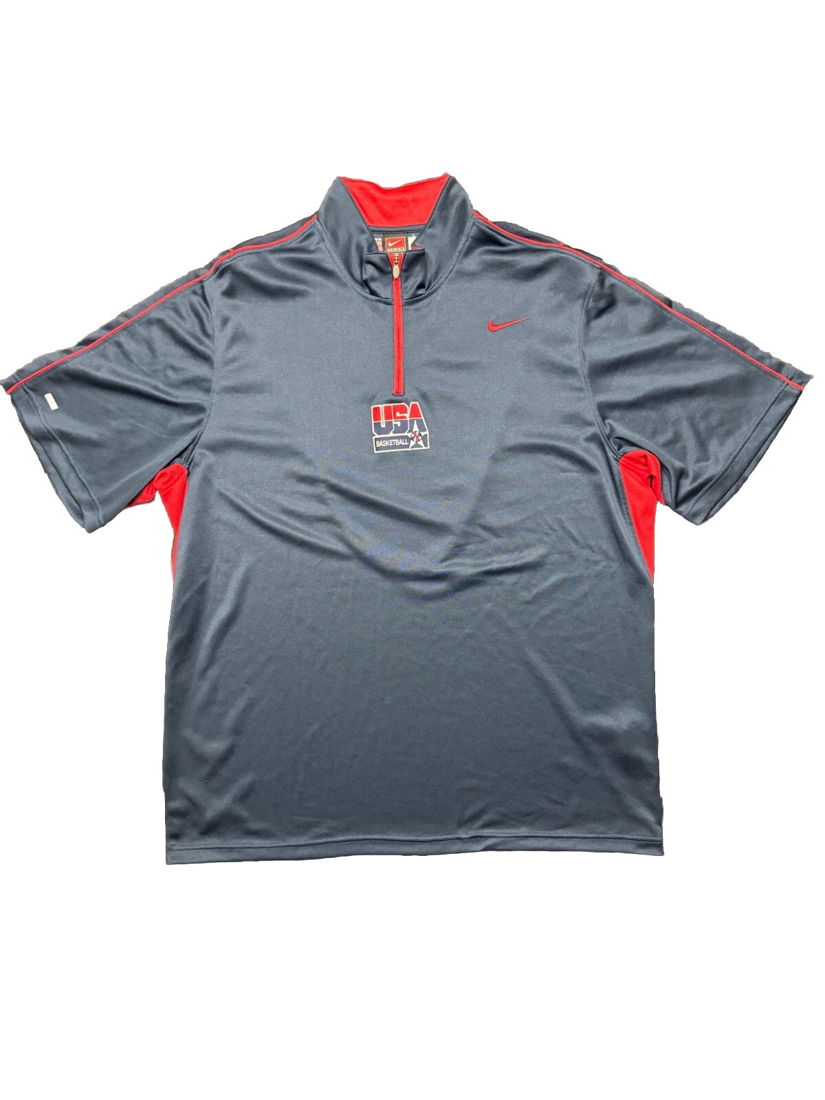 VINTAGE Team USA Pullover Mens XK Blue Nike Quarter Zip Basketball Warm Up gallery