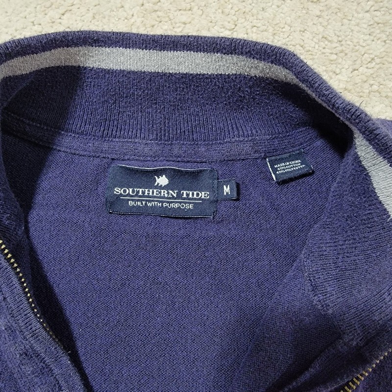 Southern Tide Sweater Men's Medium Long Sleeve 1/4 Zip Pullover Top Blue gallery
