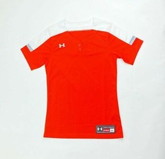 UA Ignite 2 Button Henley Men’s M XS Short Sleeve Baseball Jersey Orange 1325755
