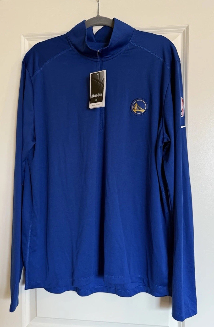 Nike NBA Golden State Warriors Logo Men’s 1/4 Zip Pullover Blue Sz XL NWT gallery