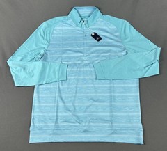 Johnnie-O Golf Pullover Bert 1/4 Zip Medium Blue Striped Polyester NWT MSRP $118