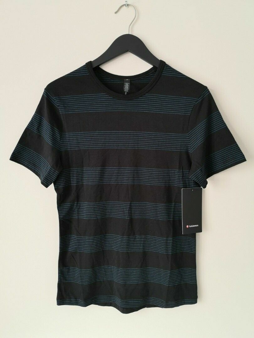 NWT LULULEMON 5 Year Basic T Shirt Top Men's Small OAMM Black Blue Stripe gallery