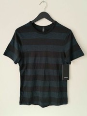 NWT LULULEMON 5 Year Basic T Shirt Top Men’s Small OAMM Black Blue Stripe