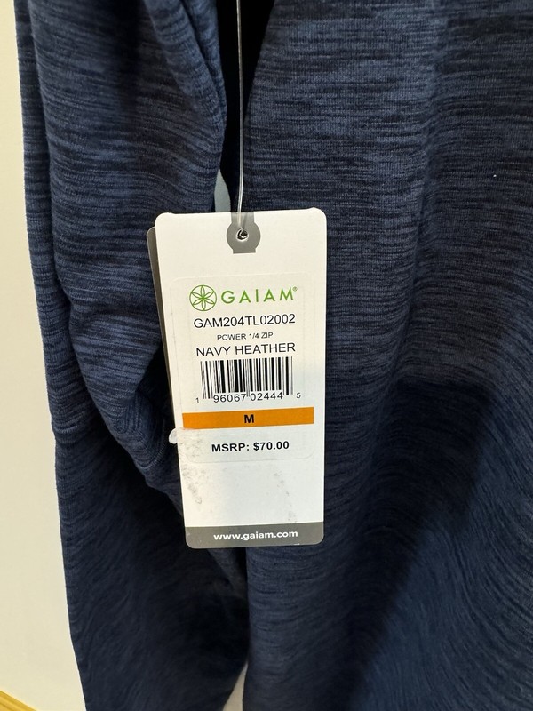 Gaiam Men's Power 1/4 Zip Pullover in Navy Blue Heather, M, NWT MSRP $70 gallery