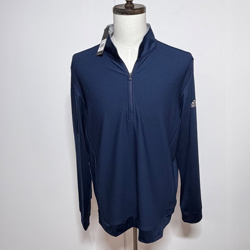 Adidas 1/4 Zip Pullover Mens Large Blue Golf Performance UPF 50 Long Sleeve NEW gallery