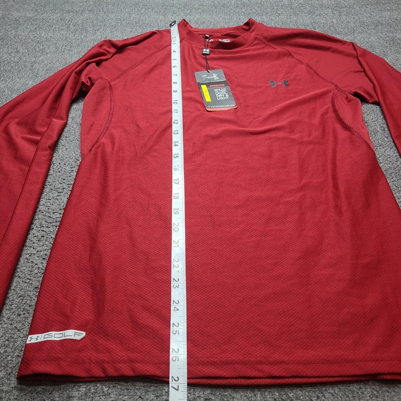 Under Armour Golf Shirt Mens MD Red New HeatGear Fitted Long Sleeve gallery