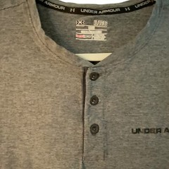 Under Armour Crew Neck Shirt with buttons up Front S/S Loose Size XL Gray