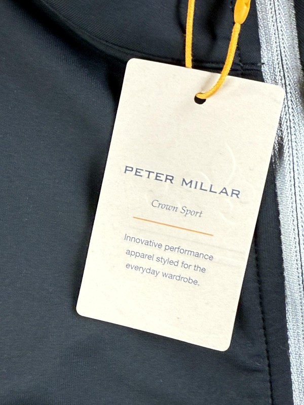 Peter Millar Pullover Vest Men Large Black Crown Sport 1/4 Zip Golf Stretch POI gallery