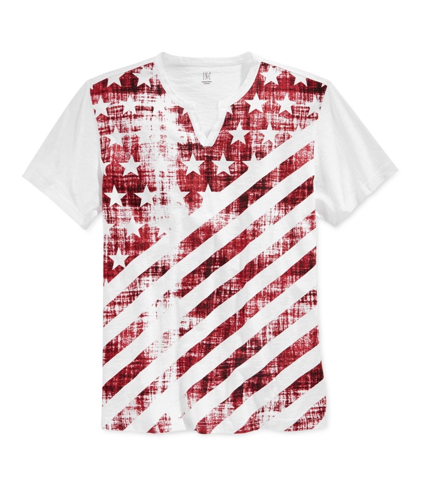 I.N.C Mens Flag Split Neck Graphic T-Shirt gallery