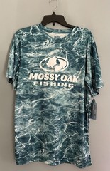 Mossy Oak Fishing Men’s Large Short Sleeve Tee with Blue Water Print NWT