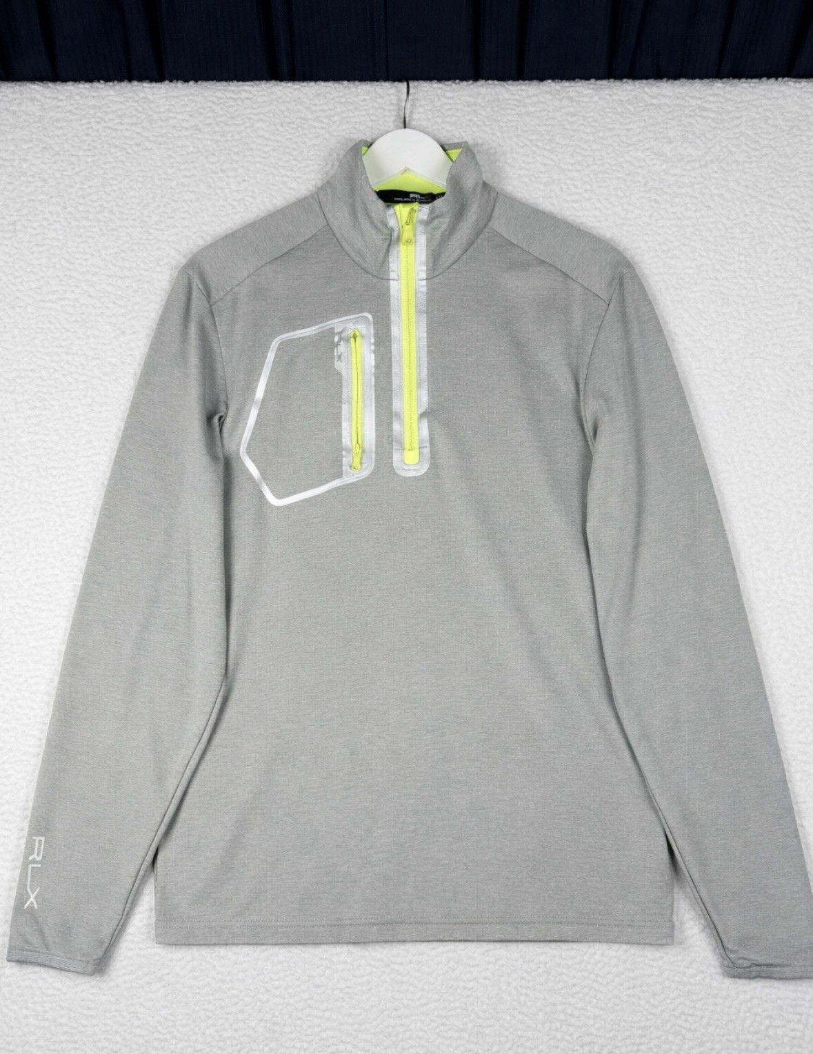 RALPH LAUREN RLX Performance Stretch Half Zip Pullover Gray - Neon Yellow -Small gallery